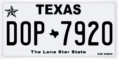 TX license plate DOP7920