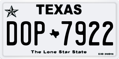 TX license plate DOP7922