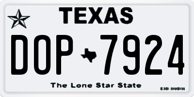 TX license plate DOP7924
