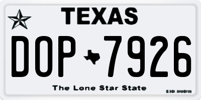 TX license plate DOP7926