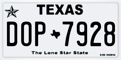 TX license plate DOP7928