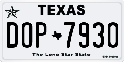TX license plate DOP7930