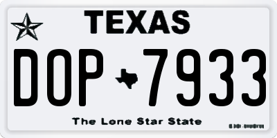 TX license plate DOP7933