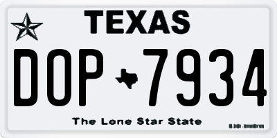 TX license plate DOP7934