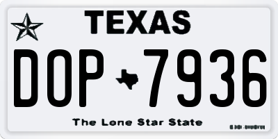TX license plate DOP7936