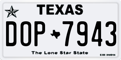 TX license plate DOP7943
