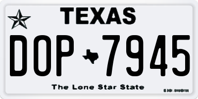 TX license plate DOP7945