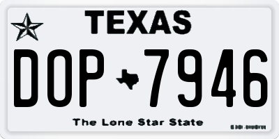 TX license plate DOP7946