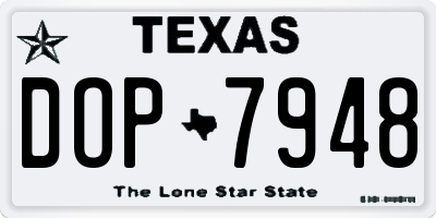TX license plate DOP7948
