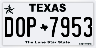 TX license plate DOP7953