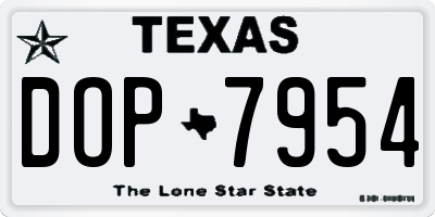 TX license plate DOP7954
