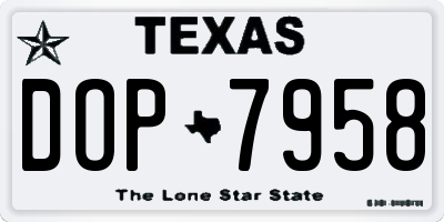 TX license plate DOP7958