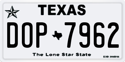 TX license plate DOP7962