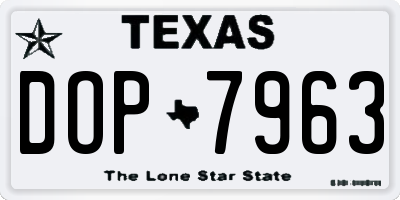 TX license plate DOP7963