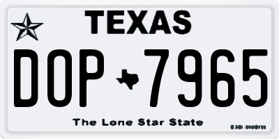 TX license plate DOP7965