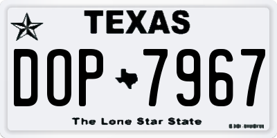 TX license plate DOP7967