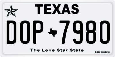 TX license plate DOP7980