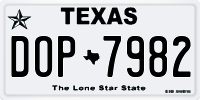 TX license plate DOP7982