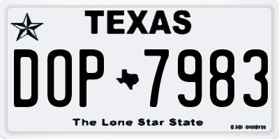 TX license plate DOP7983