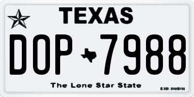 TX license plate DOP7988