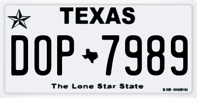TX license plate DOP7989