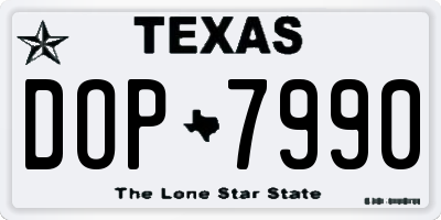 TX license plate DOP7990
