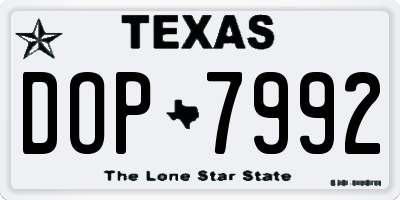 TX license plate DOP7992