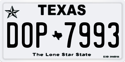 TX license plate DOP7993