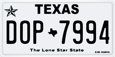TX license plate DOP7994