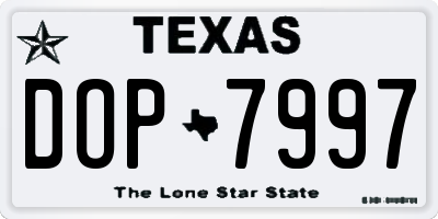 TX license plate DOP7997