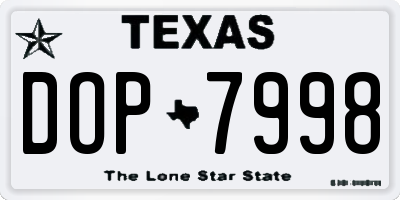 TX license plate DOP7998