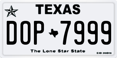 TX license plate DOP7999