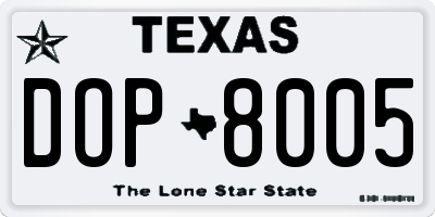 TX license plate DOP8005