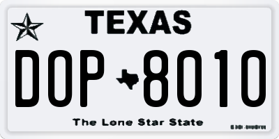 TX license plate DOP8010