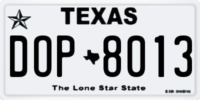 TX license plate DOP8013
