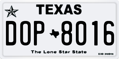 TX license plate DOP8016