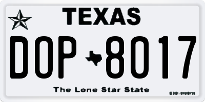 TX license plate DOP8017