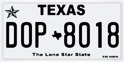 TX license plate DOP8018