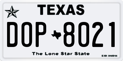 TX license plate DOP8021