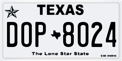 TX license plate DOP8024