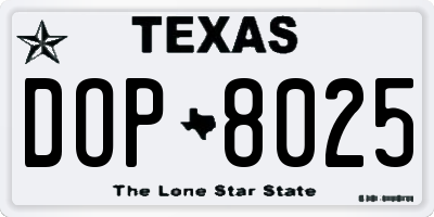 TX license plate DOP8025