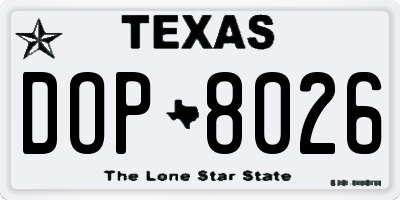 TX license plate DOP8026