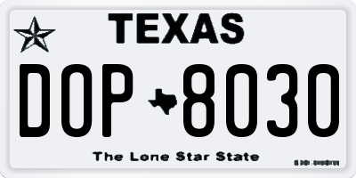 TX license plate DOP8030