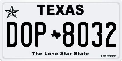 TX license plate DOP8032