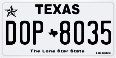 TX license plate DOP8035