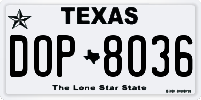 TX license plate DOP8036