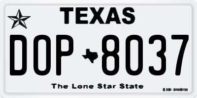 TX license plate DOP8037