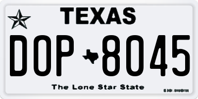 TX license plate DOP8045