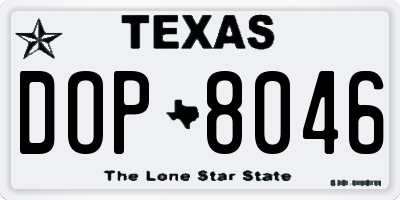 TX license plate DOP8046
