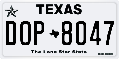 TX license plate DOP8047